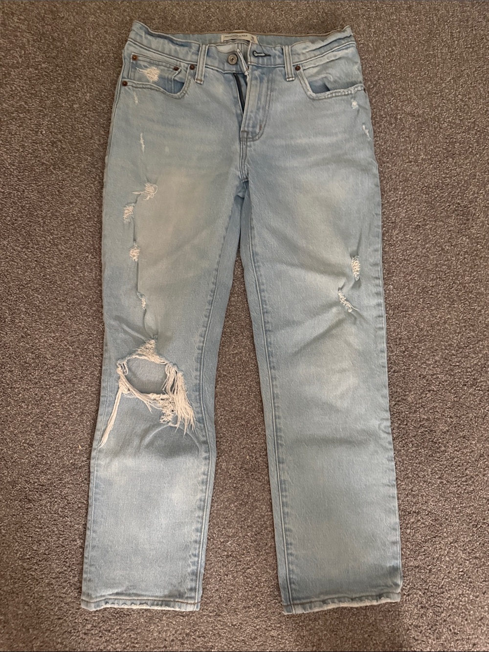 Abercrombie & Fitch Light Blue Distressed Boyfriend Jeans